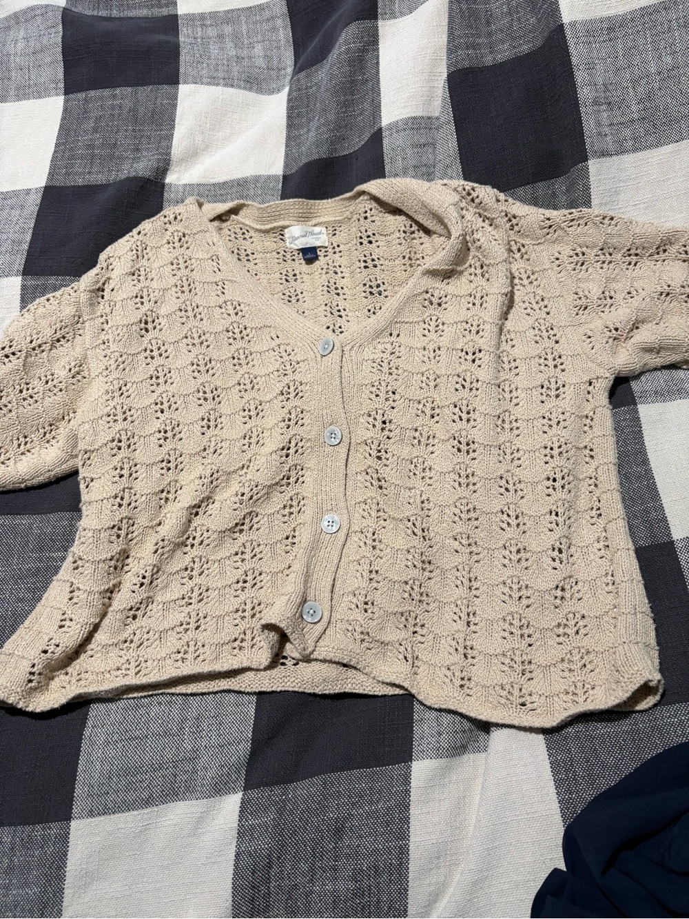 Universal Thread Beige Open-Knit Button Front Cardigan